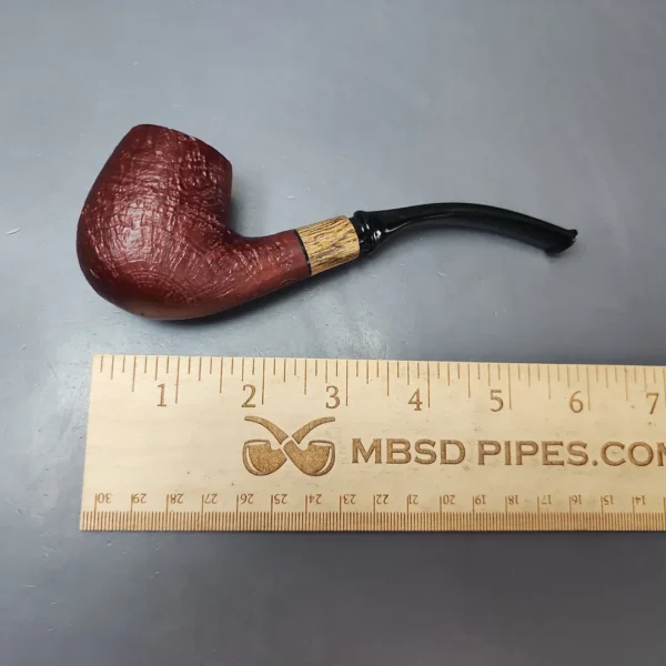 MBSD Briars by Piero Vitale Red Sandblasted Brandy w/ Zebrawood Briar Pipe, New - Image 8