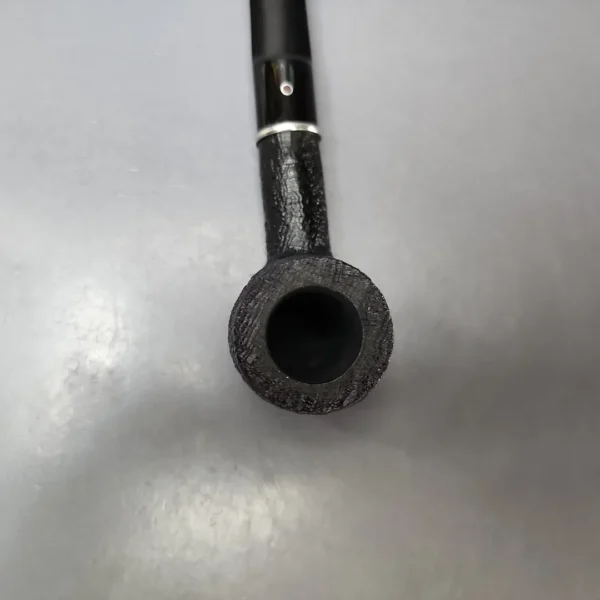 Ashton Ebony LX Sandblasted Billiard w/ Silver Estate Briar Pipe, English Estates - Image 4