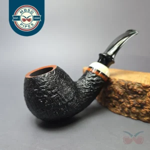 Qi Studio Partially Sandblasted Brandy w/ Ivorite Estate Briar Pipe, Unsmoked