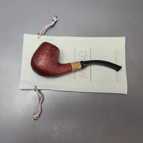 MBSD Briars by Piero Vitale Red Sandblasted Brandy w/ Zebrawood Briar Pipe, New - Image 11