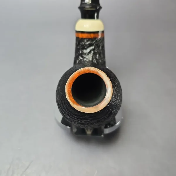 Qi Studio Partially Sandblasted Brandy w/ Ivorite Estate Briar Pipe, Unsmoked - Image 5