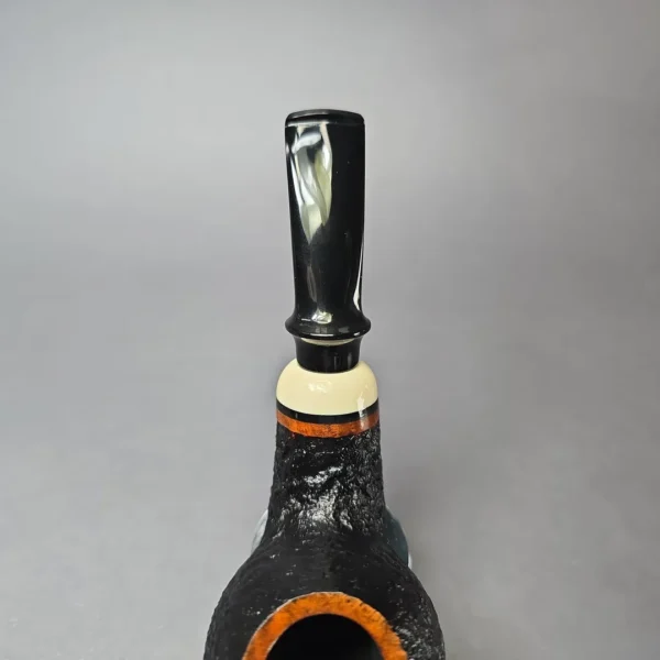Qi Studio Partially Sandblasted Brandy w/ Ivorite Estate Briar Pipe, Unsmoked - Image 6