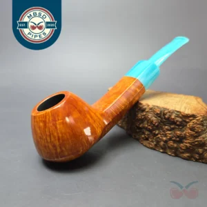 Sebastian Heck Smooth Facet Shank Brandy w/ Resin Stem Handmade Briar Pipe, New