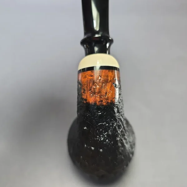 Qi Studio Partially Sandblasted Brandy w/ Ivorite Estate Briar Pipe, Unsmoked - Image 8