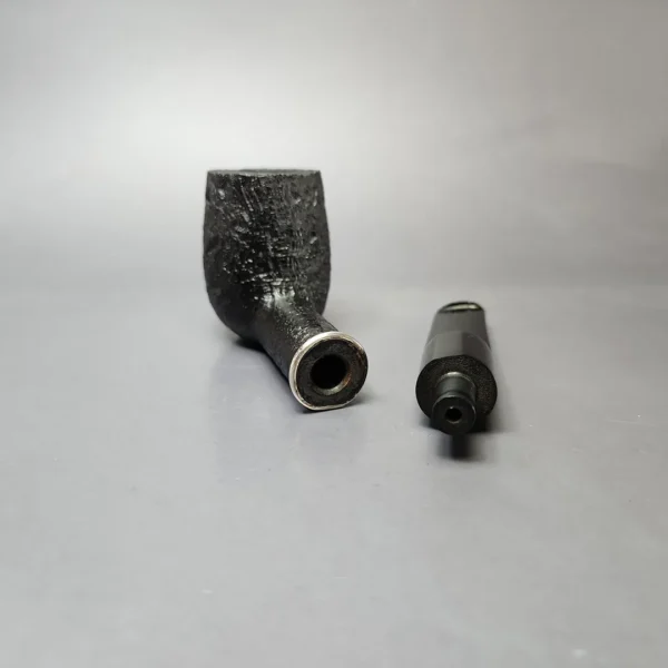 Ashton Ebony LX Sandblasted Billiard w/ Silver Estate Briar Pipe, English Estates - Image 12