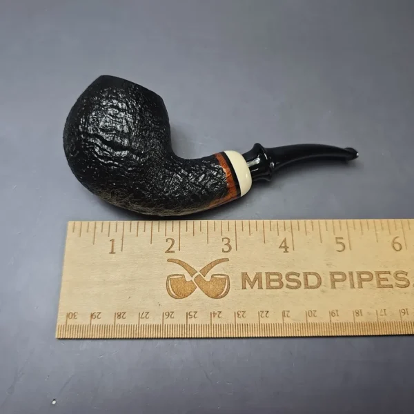 Qi Studio Partially Sandblasted Brandy w/ Ivorite Estate Briar Pipe, Unsmoked - Image 9