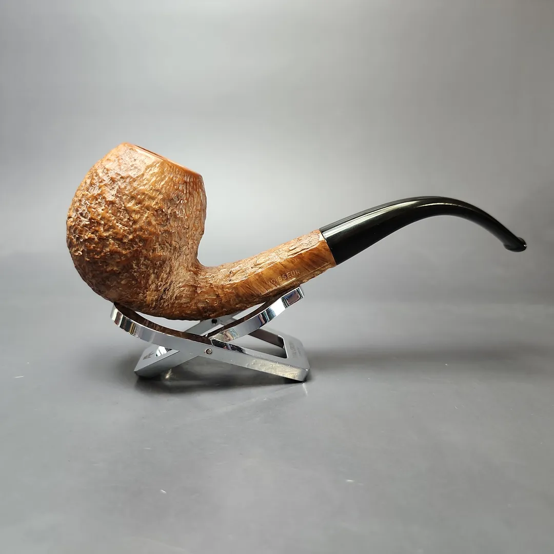 Ed Burak Connoisseur XL Partially Rusticated Bent Egg Estate Briar Pipe, American Estates - Image 2