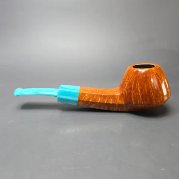 Sebastian Heck Smooth Facet Shank Brandy w/ Resin Stem Handmade Briar Pipe, New - Image 4