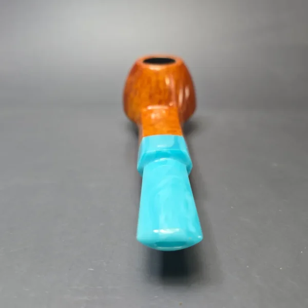 Sebastian Heck Smooth Facet Shank Brandy w/ Resin Stem Handmade Briar Pipe, New - Image 5