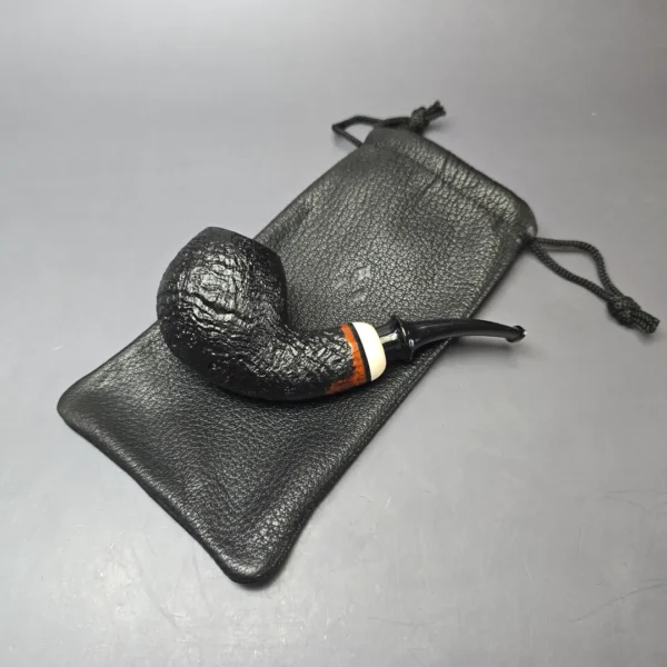 Qi Studio Partially Sandblasted Brandy w/ Ivorite Estate Briar Pipe, Unsmoked - Image 12