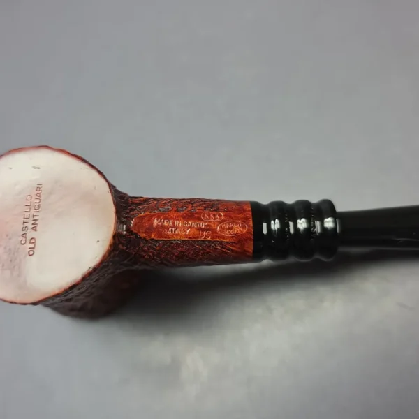 Castello Old Antiquari 3K Sandblasted Poker w/ Lucite Mount Estate Briar Pipe, Italian Estates - Image 8