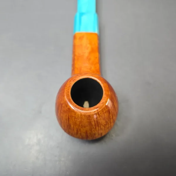 Sebastian Heck Smooth Facet Shank Brandy w/ Resin Stem Handmade Briar Pipe, New - Image 6