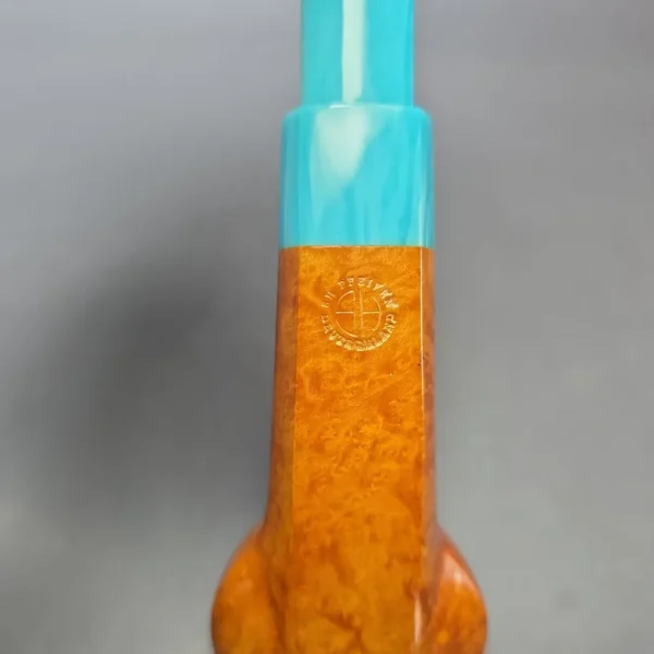 Sebastian Heck Smooth Facet Shank Brandy w/ Resin Stem Handmade Briar Pipe, New - Image 8