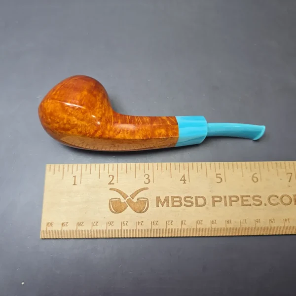 Sebastian Heck Smooth Facet Shank Brandy w/ Resin Stem Handmade Briar Pipe, New - Image 9