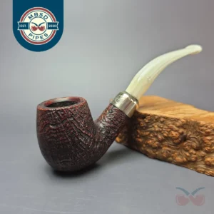 Peterson 2017 Christmas Pipe 69 Sandblasted Bent Billiard Estate Briar Pipe, Irish Estates