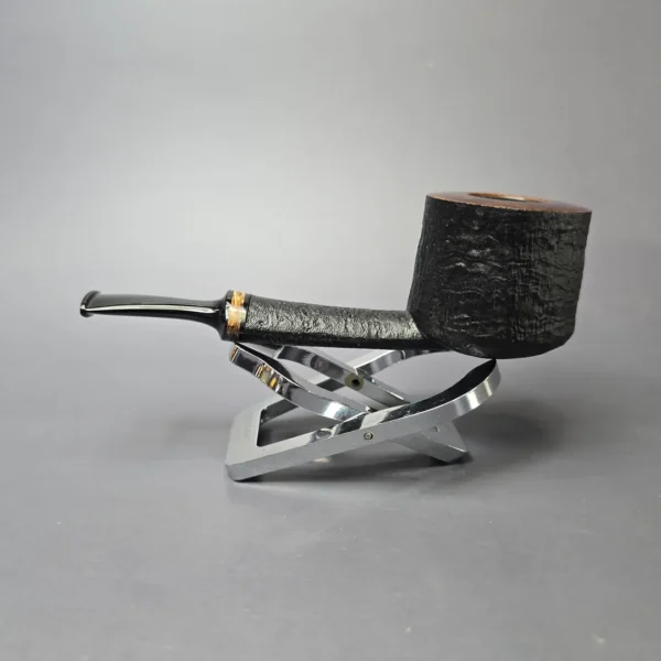 Piero Vitale Partially Sandblasted Pot (2 Star) w/ Hempwood Handmade Briar Pipe, New - Image 4
