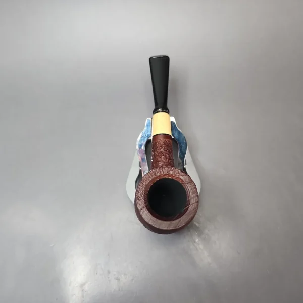 MBSD Briars by Piero Vitale Vintage Sandblasted Billiard w/ Boxwood Briar Pipe, New - Image 6