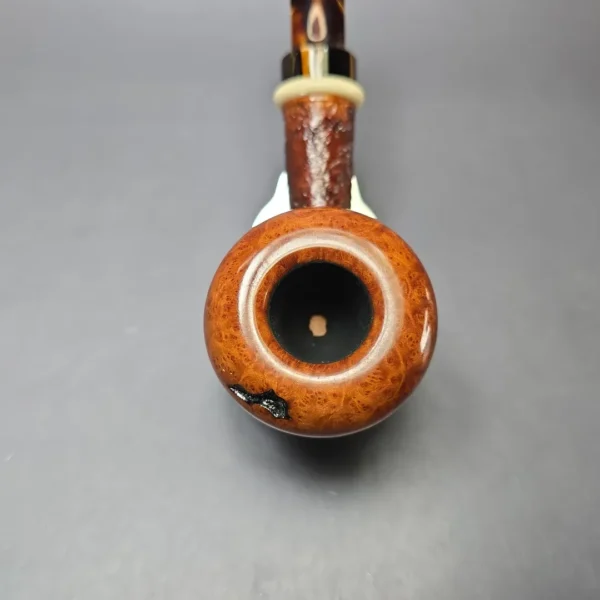 Sebastian Heck Partially Sandblasted Dublin w/ Mammoth Tusk & Vintage Bakelite Briar Pipe, New - Image 5