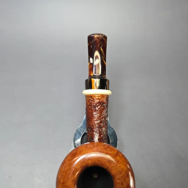 Sebastian Heck Partially Sandblasted Dublin w/ Mammoth Tusk & Vintage Bakelite Briar Pipe, New - Image 6
