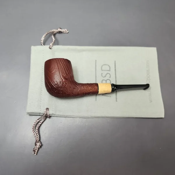 MBSD Briars by Piero Vitale Vintage Sandblasted Billiard w/ Boxwood Briar Pipe, New - Image 11