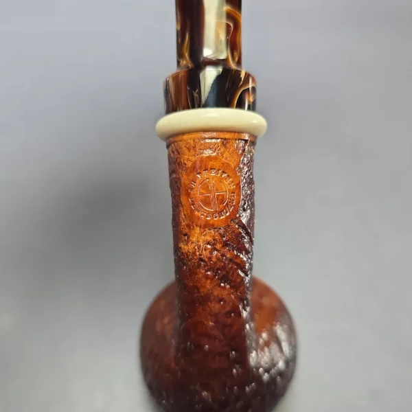 Sebastian Heck Partially Sandblasted Dublin w/ Mammoth Tusk & Vintage Bakelite Briar Pipe, New - Image 8