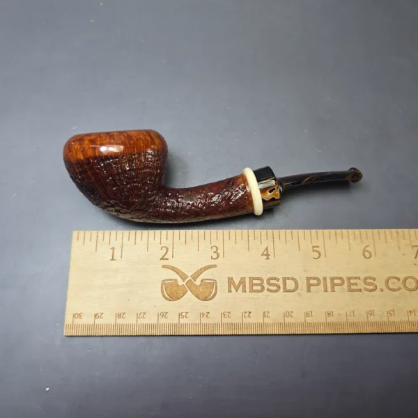 Sebastian Heck Partially Sandblasted Dublin w/ Mammoth Tusk & Vintage Bakelite Briar Pipe, New - Image 9