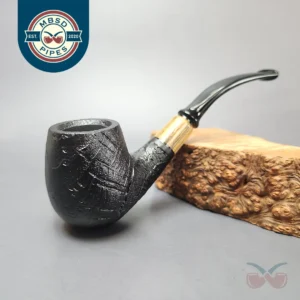 MBSD Briars by Piero Vitale Black Sandblasted Brandy w/ Zebrawood Briar Pipe, New