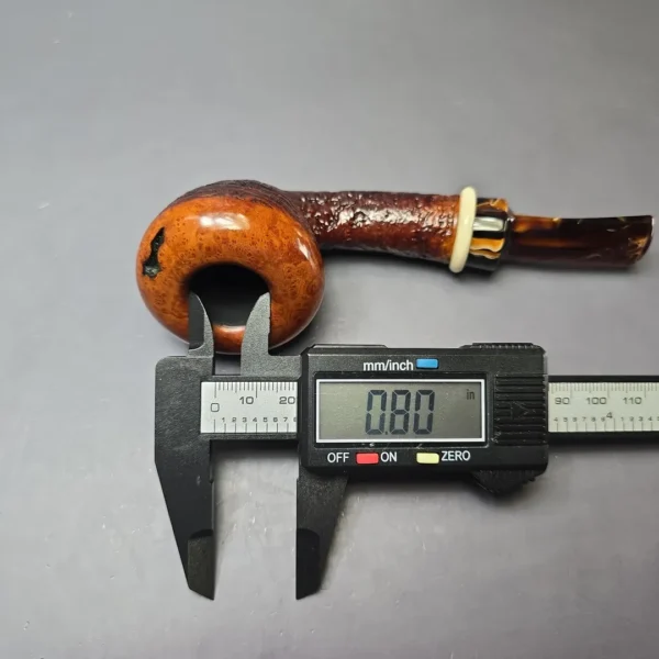 Sebastian Heck Partially Sandblasted Dublin w/ Mammoth Tusk & Vintage Bakelite Briar Pipe, New - Image 10