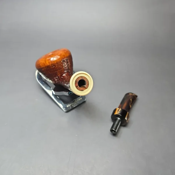Sebastian Heck Partially Sandblasted Dublin w/ Mammoth Tusk & Vintage Bakelite Briar Pipe, New - Image 11