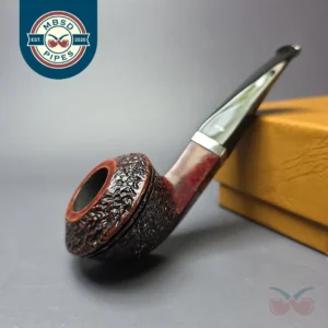 Caminetto Business Rusticated Squat Bulldog w/ Silver Estate Briar Pipe, Italian Estates