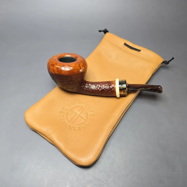 Sebastian Heck Partially Sandblasted Dublin w/ Mammoth Tusk & Vintage Bakelite Briar Pipe, New - Image 12