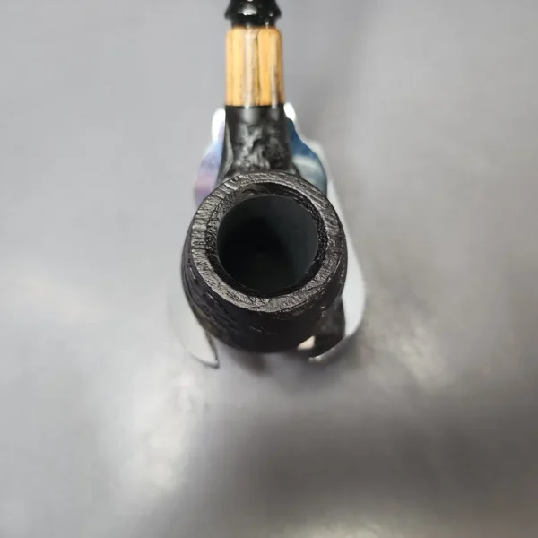 MBSD Briars by Piero Vitale Black Sandblasted Brandy w/ Zebrawood Briar Pipe, New - Image 4