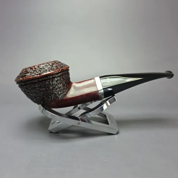 Caminetto Business Rusticated Squat Bulldog w/ Silver Estate Briar Pipe, Italian Estates - Image 3