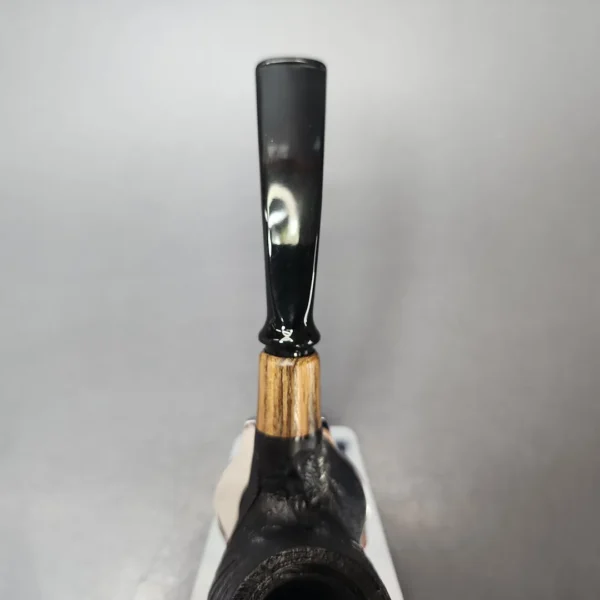 MBSD Briars by Piero Vitale Black Sandblasted Brandy w/ Zebrawood Briar Pipe, New - Image 5