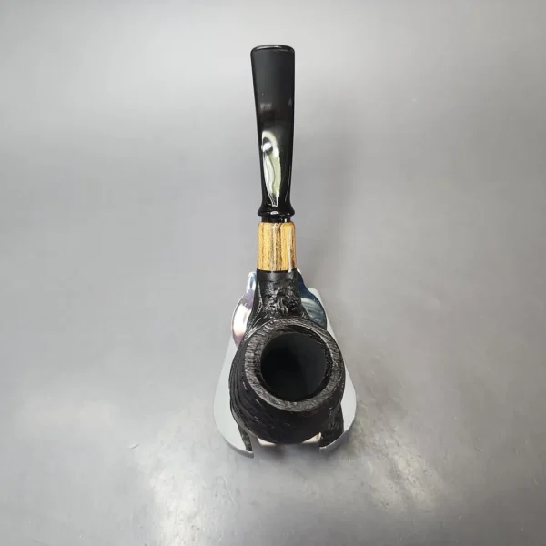 MBSD Briars by Piero Vitale Black Sandblasted Brandy w/ Zebrawood Briar Pipe, New - Image 6
