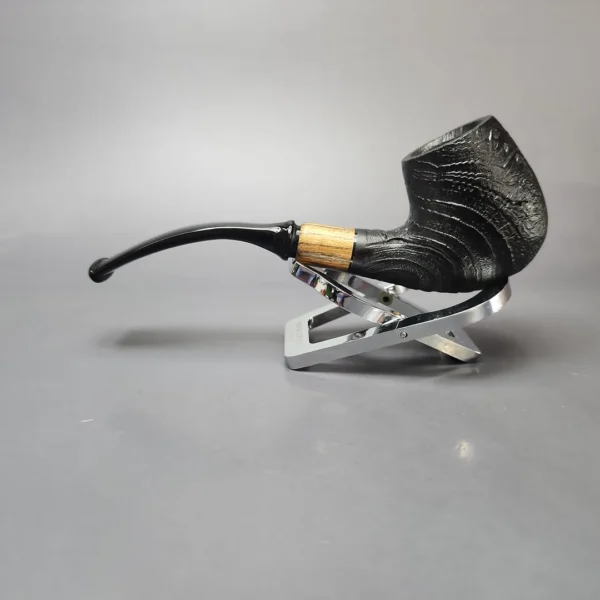 MBSD Briars by Piero Vitale Black Sandblasted Brandy w/ Zebrawood Briar Pipe, New - Image 7