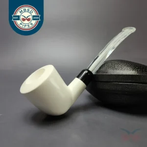 Smooth Dublin w/ Translucent Stem & Case Estate Block Meerschaum Pipe, Unsmoked