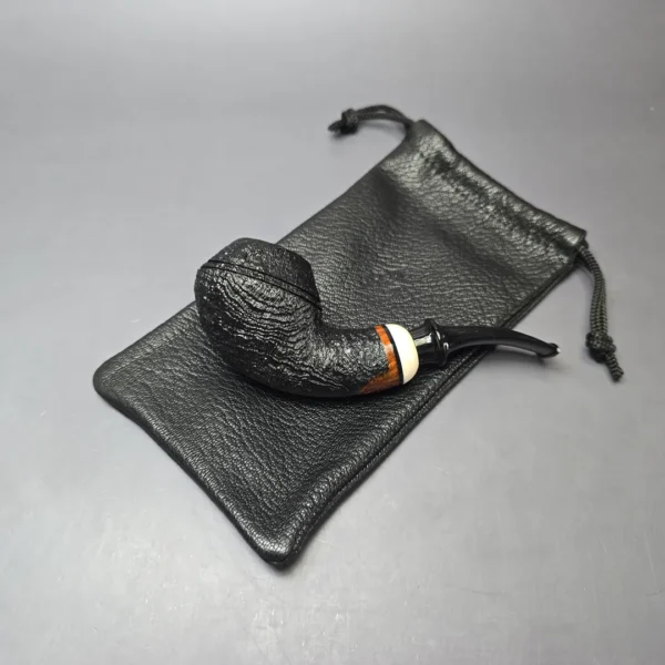 Qi Studio Partially Sandblasted Rhodesian Estate Briar Pipe, Unsmoked - Image 11