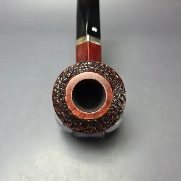 Caminetto Business Rusticated Squat Bulldog w/ Silver Estate Briar Pipe, Italian Estates - Image 6