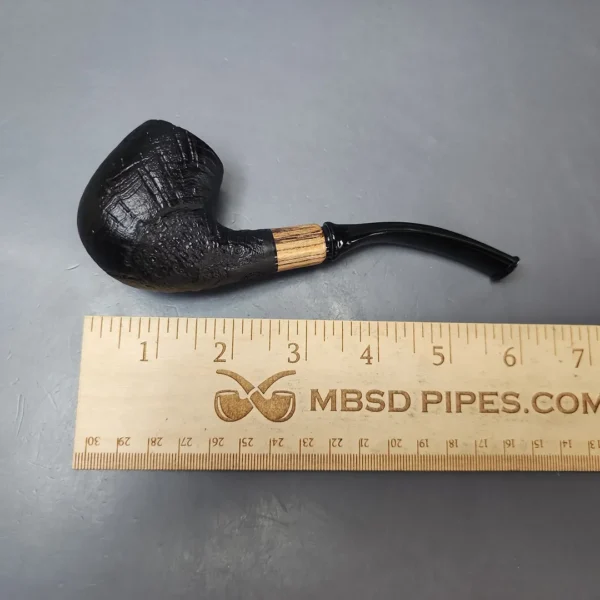 MBSD Briars by Piero Vitale Black Sandblasted Brandy w/ Zebrawood Briar Pipe, New - Image 8