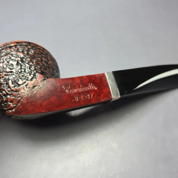 Caminetto Business Rusticated Squat Bulldog w/ Silver Estate Briar Pipe, Italian Estates - Image 9