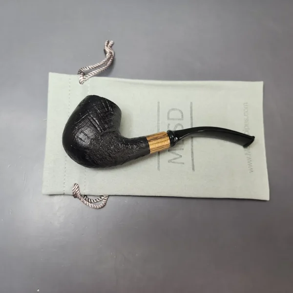MBSD Briars by Piero Vitale Black Sandblasted Brandy w/ Zebrawood Briar Pipe, New - Image 11