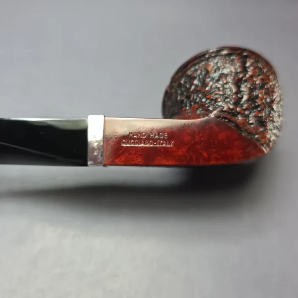 Caminetto Business Rusticated Squat Bulldog w/ Silver Estate Briar Pipe, Italian Estates - Image 10