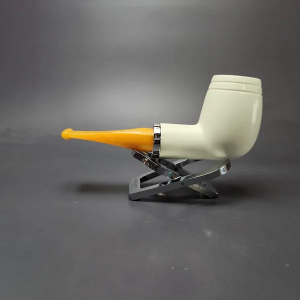 MBSD Meerschaum Silver Stack Billiard Reverse Calabash Block Meerschaum Pipe, New - Image 7