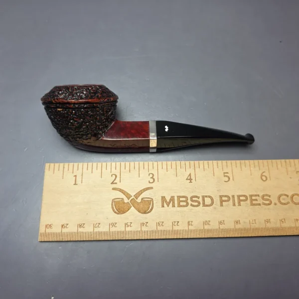 Caminetto Business Rusticated Squat Bulldog w/ Silver Estate Briar Pipe, Italian Estates - Image 11