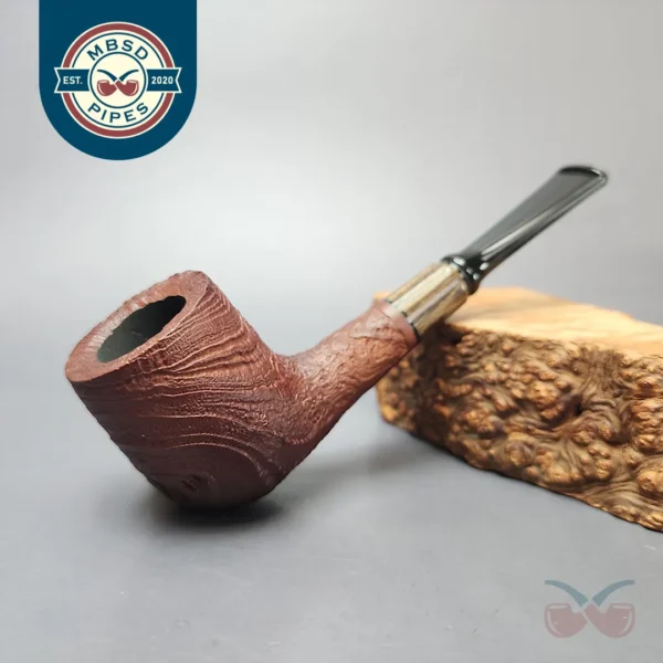 MBSD Briars by Piero Vitale Vintage Sandblasted Billiard w/ Zebrawood Briar Pipe, New - Image 2