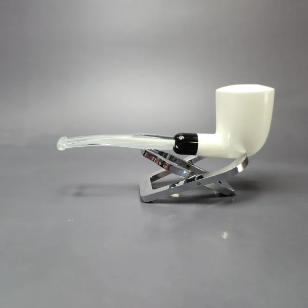 Smooth Dublin w/ Translucent Stem & Case Estate Block Meerschaum Pipe, Unsmoked - Image 8