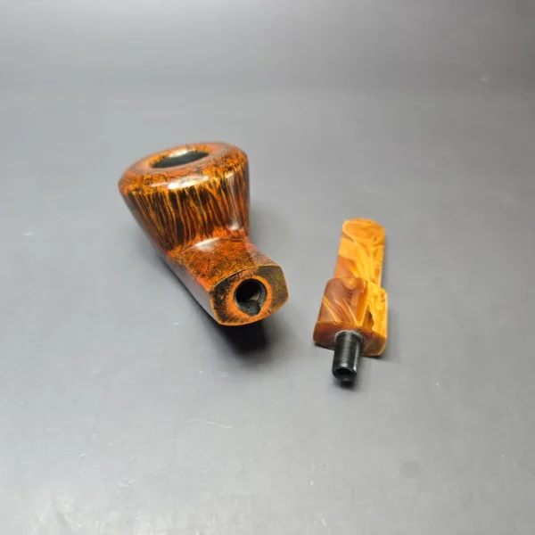 Sebastian Heck Smooth Wide Shank Bulldog w/ Antique Bakelite Handmade Briar Pipe, New - Image 11