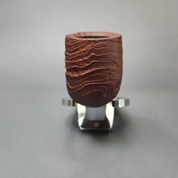 MBSD Briars by Piero Vitale Vintage Sandblasted Billiard w/ Zebrawood Briar Pipe, New - Image 4