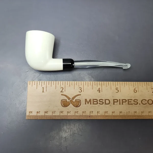 Smooth Dublin w/ Translucent Stem & Case Estate Block Meerschaum Pipe, Unsmoked - Image 9
